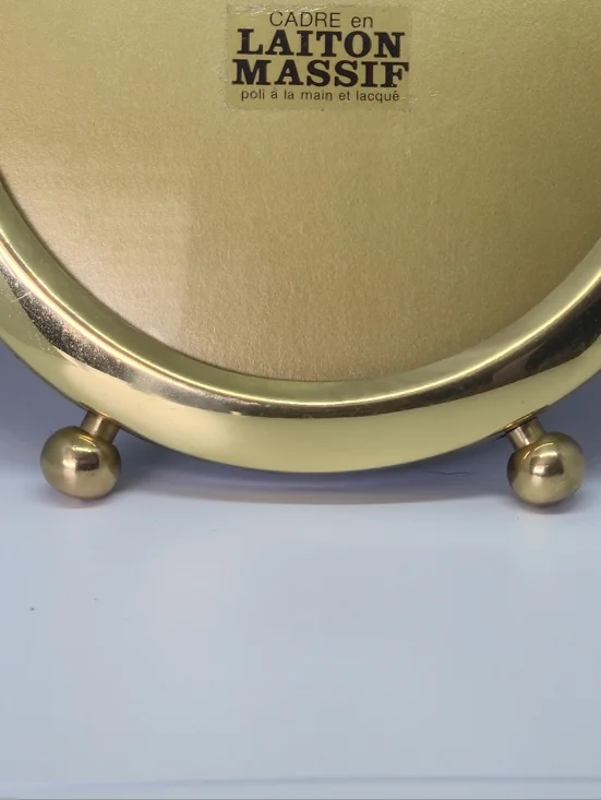 Solid Brass Oval 5x7 Photo Frame Vintage Made in Italy Polished Footed Gold 5x7 - Picture 7 of 11